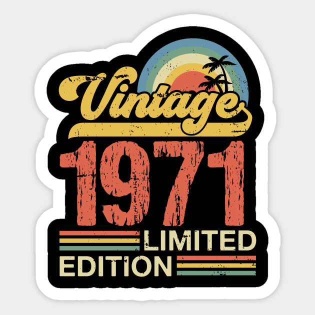 Retro vintage 1971 limited edition Sticker by Crafty Pirate 